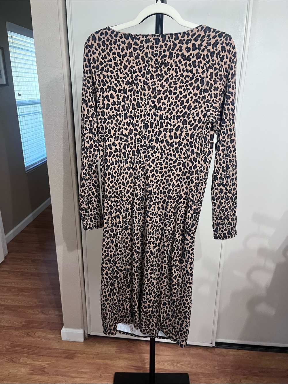 Maternity Leopard Print Long Sleeve Scoop Neck Dress - Brown - Picture 5 of 5